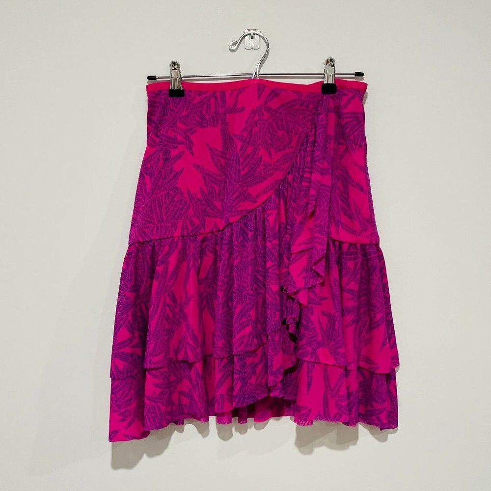 Diane Von Furstenberg Pink with Purple Flowers Flare Skirt Size M